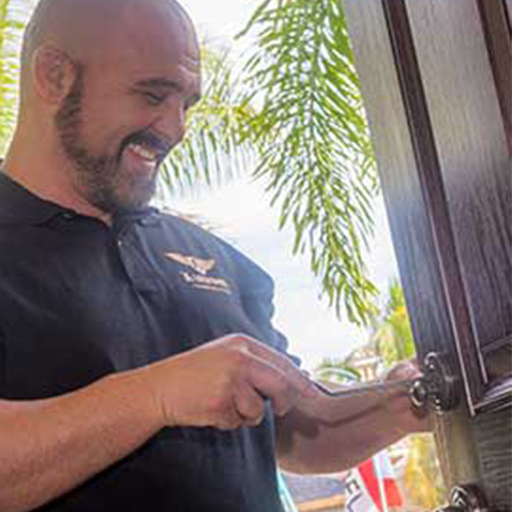 Man installing lock
