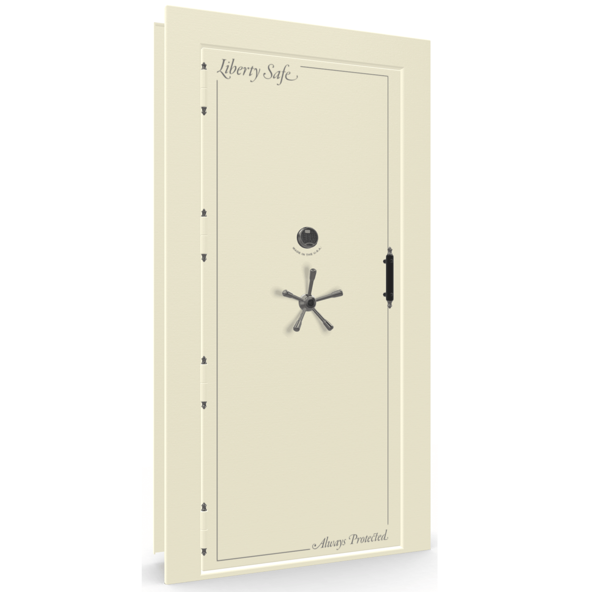 Vault Door Series | Out-Swing | Left  Hinge | White Marble | Electronic Lock - closed