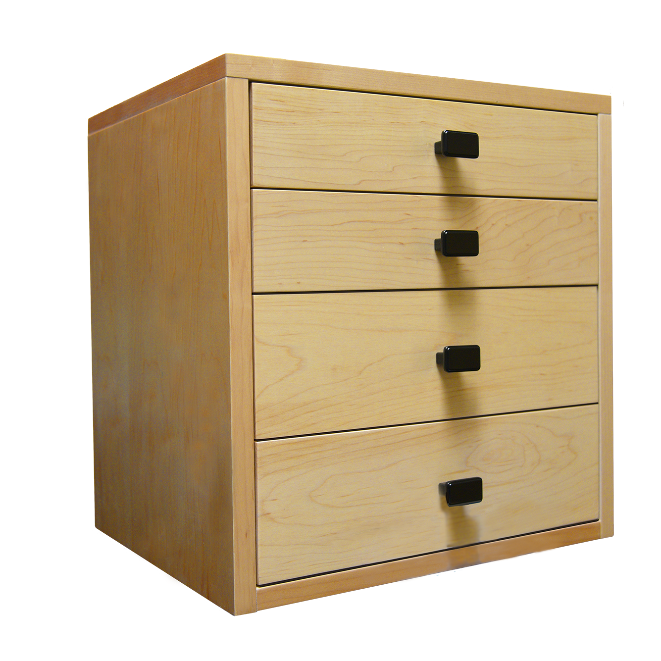 This four-drawer solid maple storage cabinet transforms open safe space into a beautifully organized home for jewelry, watches, heirlooms, and other valuables. 