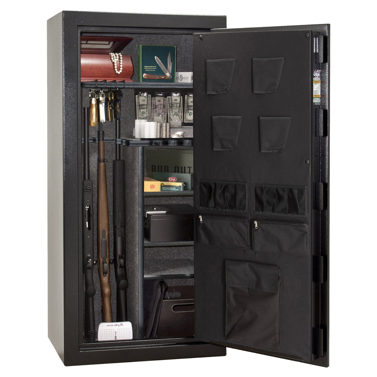 Centurion DLX 24 | Level 1 Security | 40 Minute Fire Protection | Dimensions: 59.5&quot; x 28.25&quot; x 20&quot; | Textured Black | Chrome | Elock - Drop Handle Promotion - Open Door